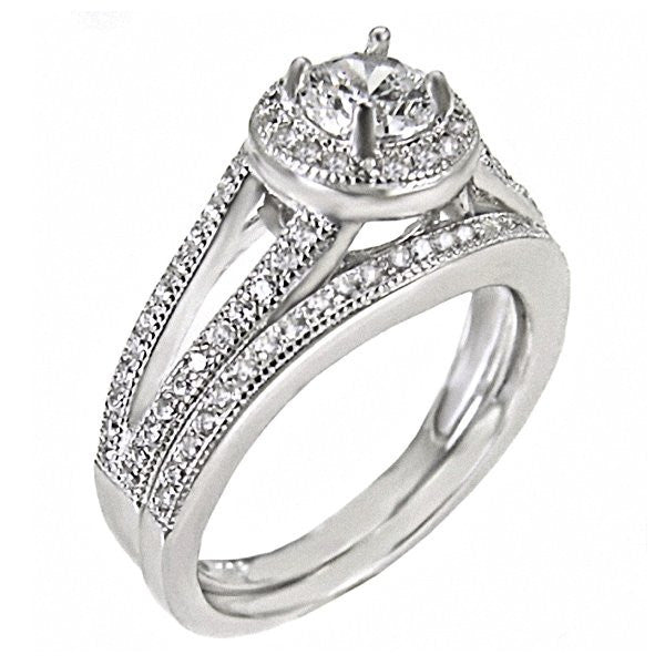 Jamie: 1.5ct Russian Ice on Fire CZ 2 pc Split Band Wedding Ring Set - Trustmark Jewelers - Wedding Ring Sets - 1