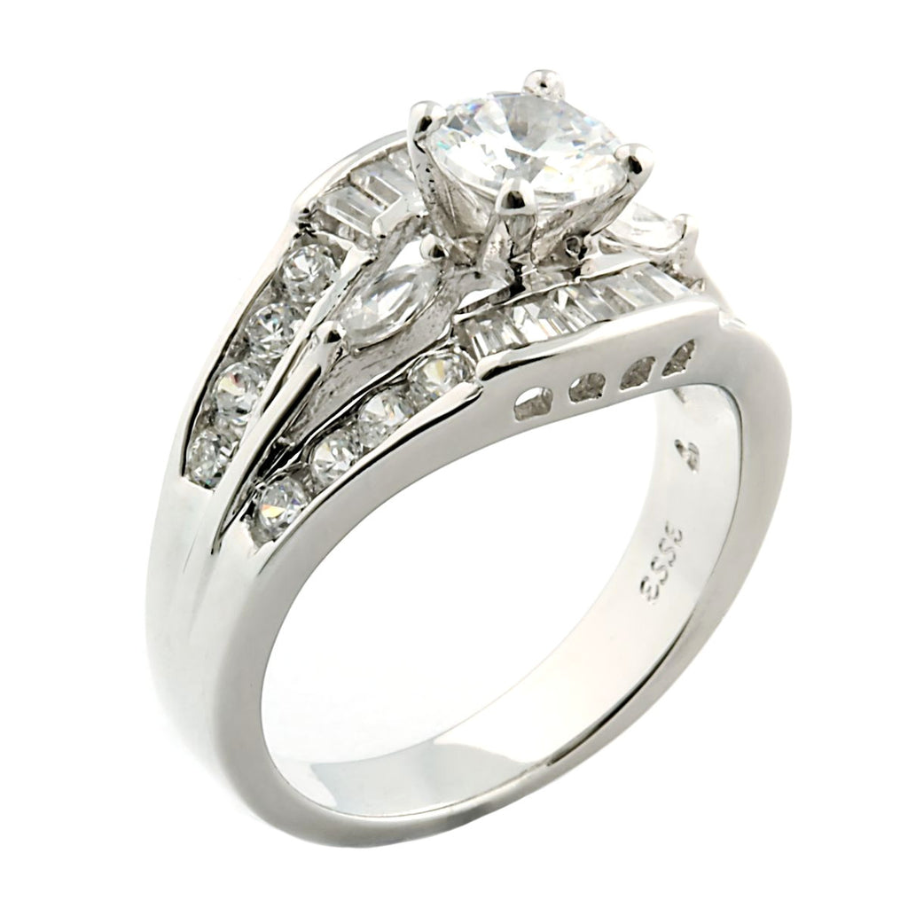 Nicole: 2.39ct Russian Ice Simulated Diamond 3 in 1 Wedding Ring Set