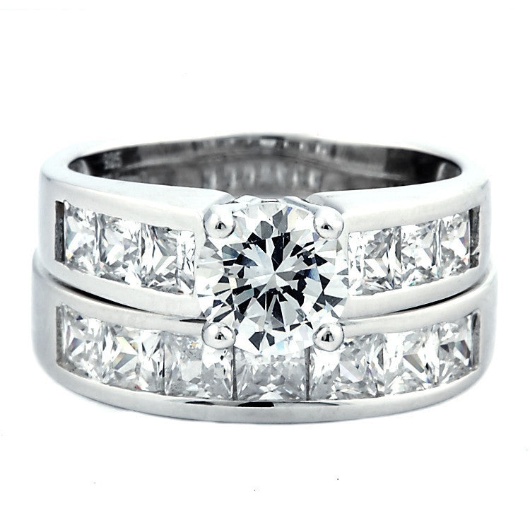Tallia 65: 4.4 carat Russian Ice on Fire Diamond CZ Wedding Ring Set - Trustmark Jewelers - Wedding Ring Sets - 1