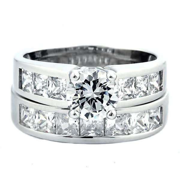 Tallia 65: 4.4 carat Russian Ice on Fire Diamond CZ Wedding Ring Set - Trustmark Jewelers - Wedding Ring Sets - 1