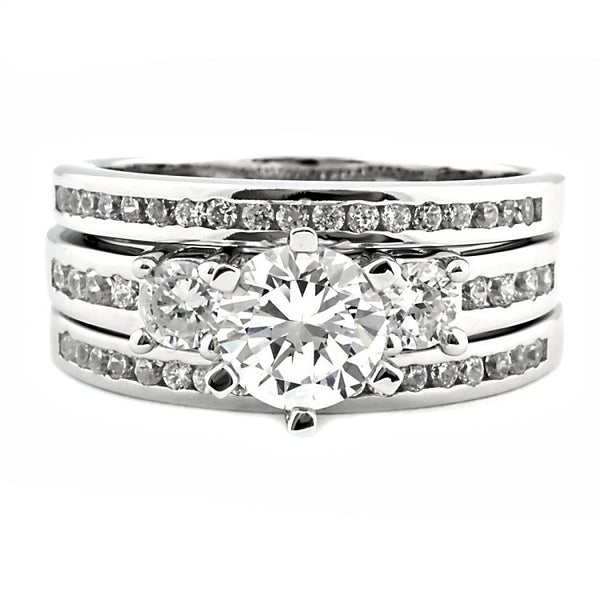 Lakoda 3: Stunning 1.58c Russian Ice Diamond CZ 3 Pc Wedding Ring Set - Trustmark Jewelers - Wedding Ring Sets - 1