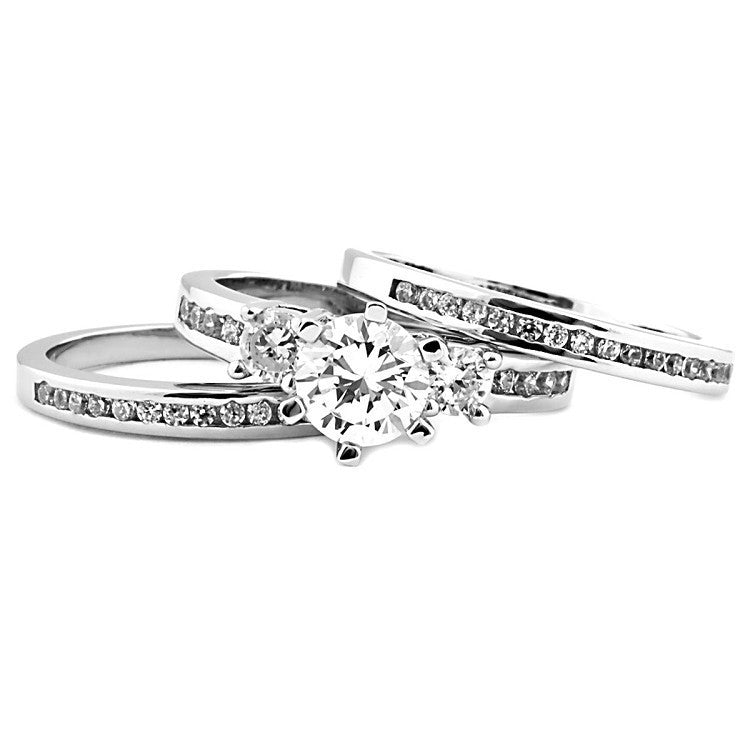 Lakoda 3: Stunning 1.58c Russian Ice Diamond CZ 3 Pc Wedding Ring Set - Trustmark Jewelers - Wedding Ring Sets - 2