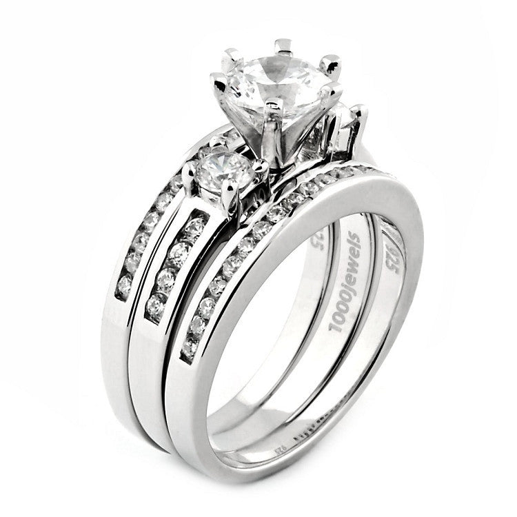 Lakoda 3: Stunning 1.58c Russian Ice Diamond CZ 3 Pc Wedding Ring Set - Trustmark Jewelers - Wedding Ring Sets - 3