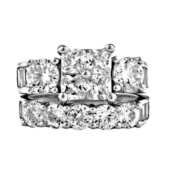 Vanessa: Stunning 8.15ct Simulated Diamond CZ 2 Piece Wedding Ring Set - Trustmark Jewelers - Wedding Ring Sets - 1