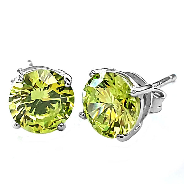 Trustmark Jewelers 3mm Brilliant Cut Simulated Peridot Ice CZ Silver Stud Earrings