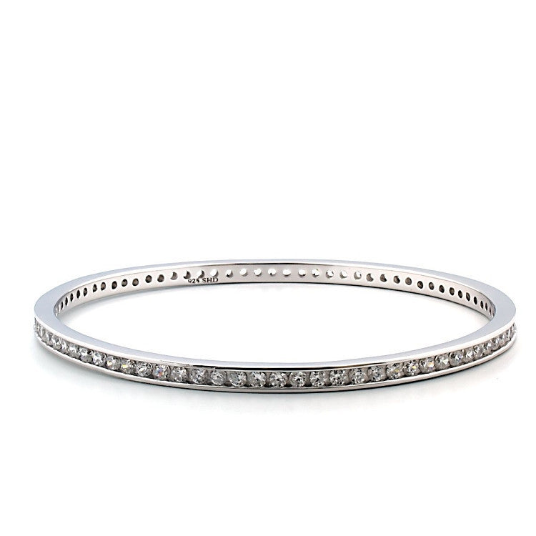 Nadina: 5.04ct Russian Ice on Fire CZ Bangle Bracelet Sterling Silver - Trustmark Jewelers - Bracelets - 1