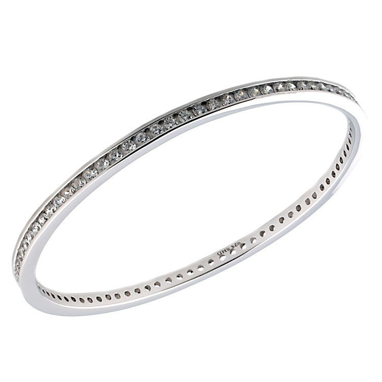 Nadina: 5.04ct Russian Ice on Fire CZ Bangle Bracelet Sterling Silver - Trustmark Jewelers - Bracelets - 2