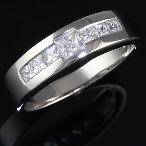Dallas: Mens 0.7ct Ice on Fire Russian CZ Channel Band Ring - Trustmark Jewelers - Mens Rings - 1