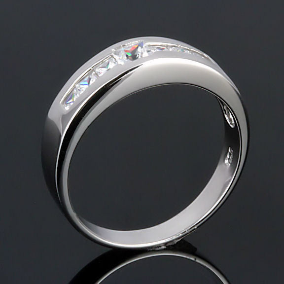 Dallas: Mens 0.7ct Ice on Fire Russian CZ Channel Band Ring - Trustmark Jewelers - Mens Rings - 2