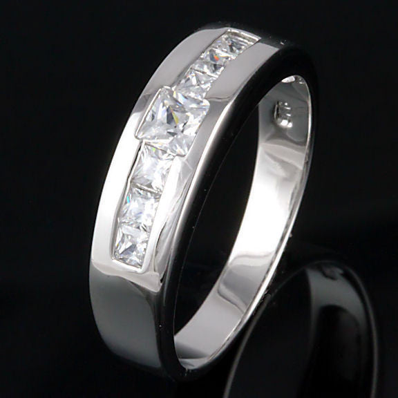 Dallas: Mens 0.7ct Ice on Fire Russian CZ Channel Band Ring - Trustmark Jewelers - Mens Rings - 3