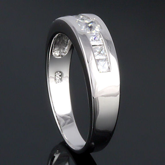 Dallas: Mens 0.7ct Ice on Fire Russian CZ Channel Band Ring - Trustmark Jewelers - Mens Rings - 4