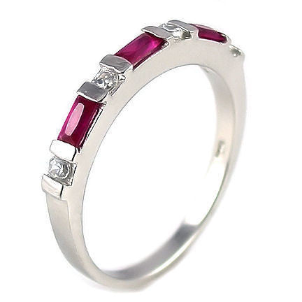 Loretta: 0.72ct Burmese Ruby & Ice on Fire CZ Stackable Band Ring - Trustmark Jewelers - Wedding Bands - 1