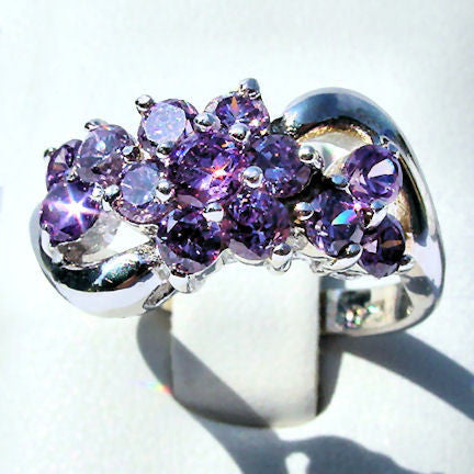 Kiana: 1.4ct Amethyst Ice CZ Waterfall Cluster Bypass Ring - Trustmark Jewelers - Fashion Rings - 2