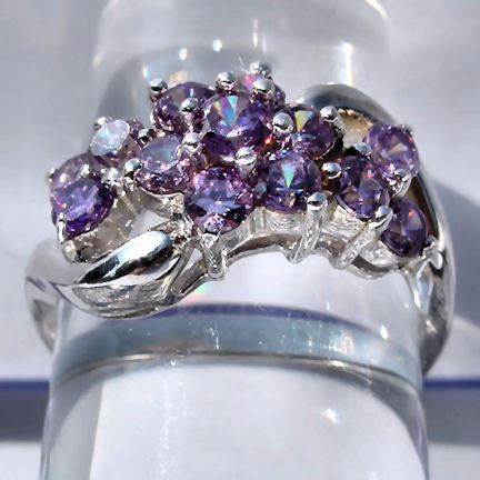 Kiana: 1.4ct Amethyst Ice CZ Waterfall Cluster Bypass Ring - Trustmark Jewelers - Fashion Rings - 1