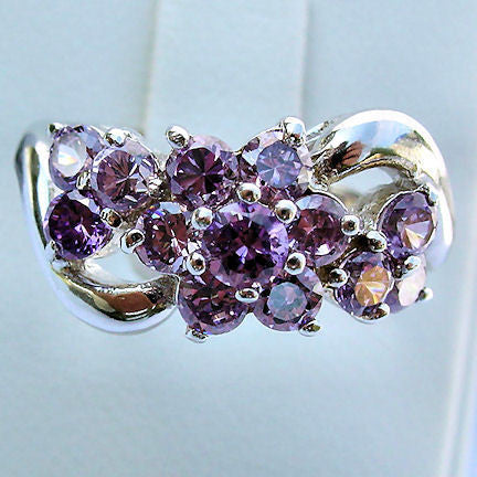 Kiana: 1.4ct Amethyst Ice CZ Waterfall Cluster Bypass Ring - Trustmark Jewelers - Fashion Rings - 4