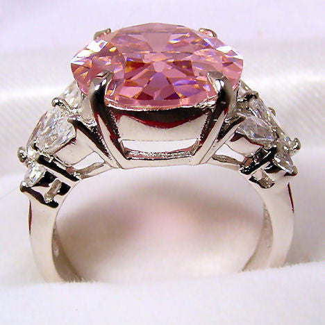 Krystal 9.0ct Pink Sapphire Russian Ice CZ Cocktail Ring