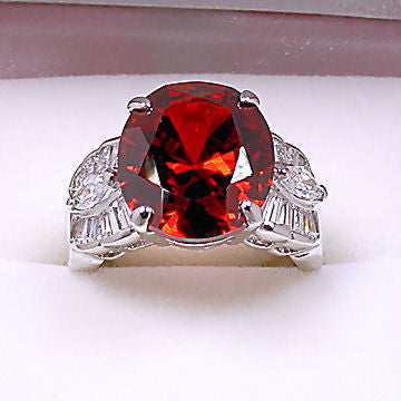 Valeska: 9.6ct Red Fire Garnet & Russian CZ Cocktail Dinner Ring - Trustmark Jewelers - Fashion Rings - 2