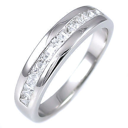 Mariah: 0.60ct Princess Cut Ice on Fire CZ Semi-Eternity Band Ring - Trustmark Jewelers - Wedding Bands - 1