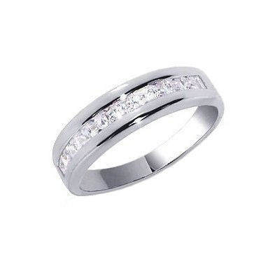 Mariah: 0.60ct Princess Cut Ice on Fire CZ Semi-Eternity Band Ring - Trustmark Jewelers - Wedding Bands - 3