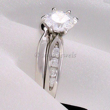 Beverly: 1.24ct Ice on Fire CZ V Notched Wedding Ring Set - Trustmark Jewelers - Wedding Ring Sets - 2
