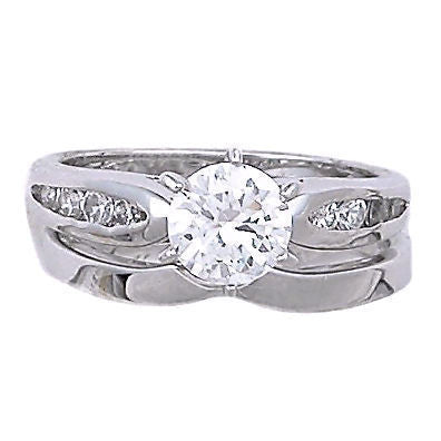 Beverly: 1.24ct Ice on Fire CZ V Notched Wedding Ring Set - Trustmark Jewelers - Wedding Ring Sets - 1