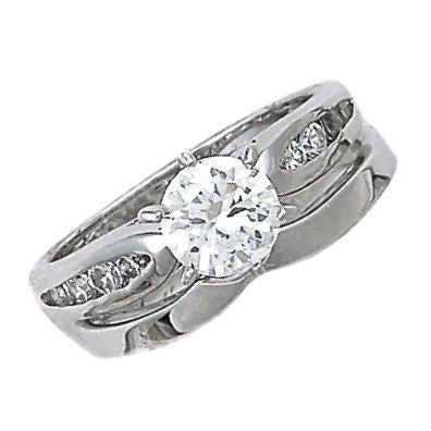Beverly: 1.24ct Ice on Fire CZ V Notched Wedding Ring Set - Trustmark Jewelers - Wedding Ring Sets - 3