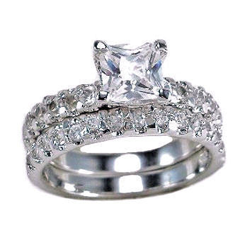 Farrah's Choice: 3.4ct Princess Cut Ice on Fire Wedding Ring Set - Trustmark Jewelers - Wedding Ring Sets - 1