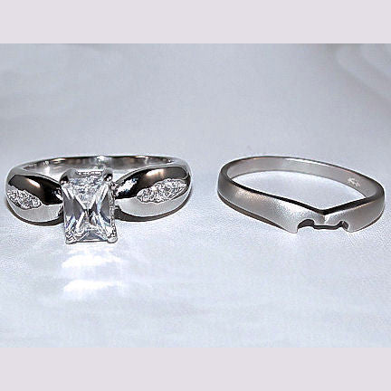 Venetia: 1.12ct Dual Platinum Finish Russian Ice CZ Wedding Ring Set - Trustmark Jewelers - Wedding Ring Sets - 2