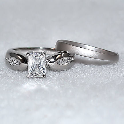 Venetia: 1.12ct Dual Platinum Finish Russian Ice CZ Wedding Ring Set - Trustmark Jewelers - Wedding Ring Sets - 3