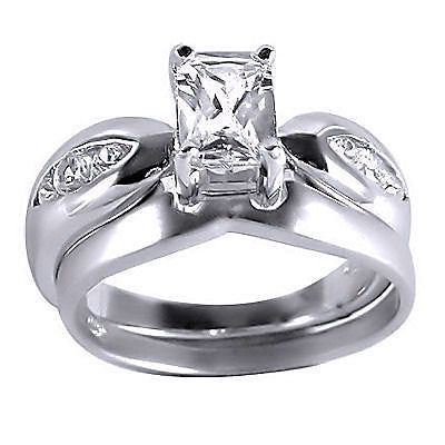 Venetia: 1.12ct Dual Platinum Finish Russian Ice CZ Wedding Ring Set - Trustmark Jewelers - Wedding Ring Sets - 4