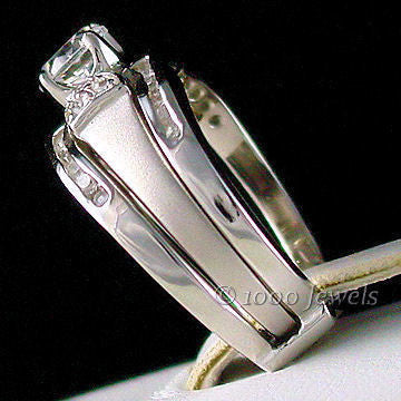 Serena: 1.7ct 2 Tone Platinum Finish Russian CZ Wedding Ring Set - Trustmark Jewelers - Wedding Ring Sets - 2