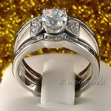 Serena: 1.7ct 2 Tone Platinum Finish Russian CZ Wedding Ring Set - Trustmark Jewelers - Wedding Ring Sets - 3