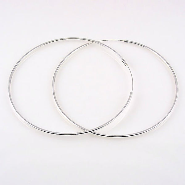 CH20: 2.0mm Large 4.3 inch Continuous Hoop Hip Hop Earrings 925 Silver - Trustmark Jewelers - Earrings - 1