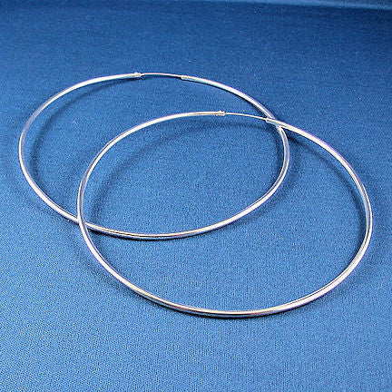 CH25: 2.5mm Large 4.7 inch Continuous Hoop Hip Hop Earrings 925 Silver - Trustmark Jewelers - Earrings - 1