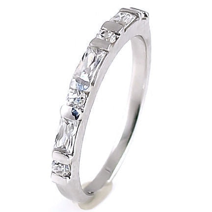 Loretta: 0.72ct Russian Ice on Fire CZ Stackable Band Ring 925 Silver - Trustmark Jewelers - Wedding Bands - 1