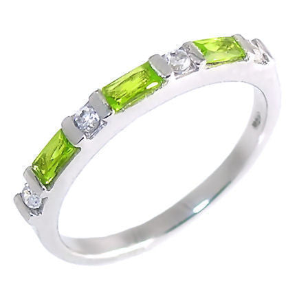 Loretta: 0.72ct Green Peridot & Ice on Fire CZ Stackable Band Ring - Trustmark Jewelers - Wedding Bands - 1