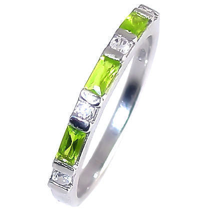 Loretta: 0.72ct Green Peridot & Ice on Fire CZ Stackable Band Ring - Trustmark Jewelers - Wedding Bands - 2
