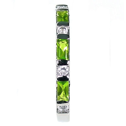 Loretta: 0.72ct Green Peridot & Ice on Fire CZ Stackable Band Ring - Trustmark Jewelers - Wedding Bands - 3