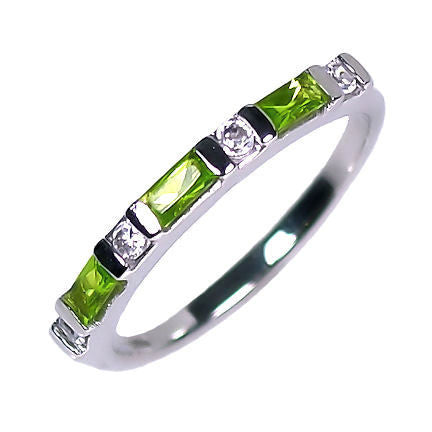Loretta: 0.72ct Green Peridot & Ice on Fire CZ Stackable Band Ring - Trustmark Jewelers - Wedding Bands - 4