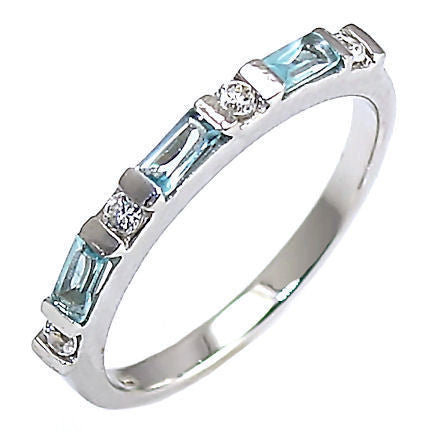 Loretta: 0.72ct Aquamarine & Ice on Fire CZ Stackable Band Ring - Trustmark Jewelers - Wedding Bands - 1