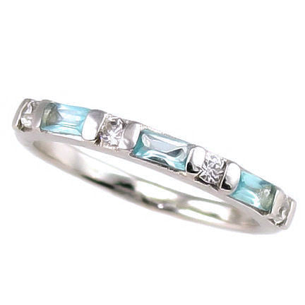 Loretta: 0.72ct Aquamarine & Ice on Fire CZ Stackable Band Ring - Trustmark Jewelers - Wedding Bands - 2