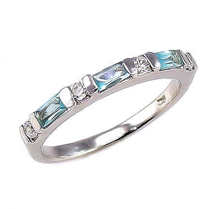 Loretta: 0.72ct Aquamarine & Ice on Fire CZ Stackable Band Ring - Trustmark Jewelers - Wedding Bands - 3