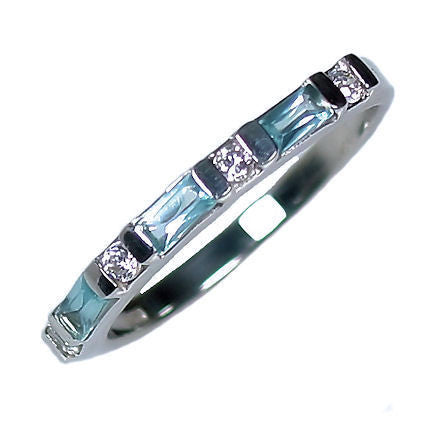 Loretta: 0.72ct Aquamarine & Ice on Fire CZ Stackable Band Ring - Trustmark Jewelers - Wedding Bands - 4