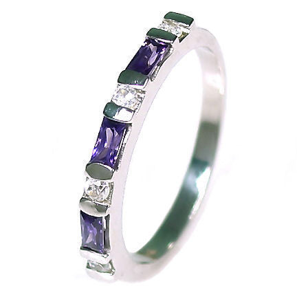 Loretta: 0.72ct Amethyst & Ice on Fire CZ Stackable Band Ring - Trustmark Jewelers - Wedding Bands - 1