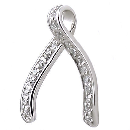 Jessica: Ice on Fire CZ Simulated Diamond Wishbone Pendant - Trustmark Jewelers - Pendants and Necklaces - 1