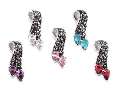 Montana: 1.5ct Amethyst & Marcasite Ribbon Drop Pendant - Trustmark Jewelers - Pendants and Necklaces - 4