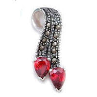 Montana: 1.5ct Garnet & Marcasite Ribbon Drop Pendant - Trustmark Jewelers - Pendants and Necklaces - 1