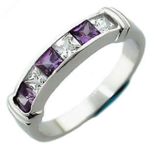 Amadora: 1.05ct Amethyst & Ice on Fire CZ Channel Band Ring - Trustmark Jewelers - Wedding Bands - 1