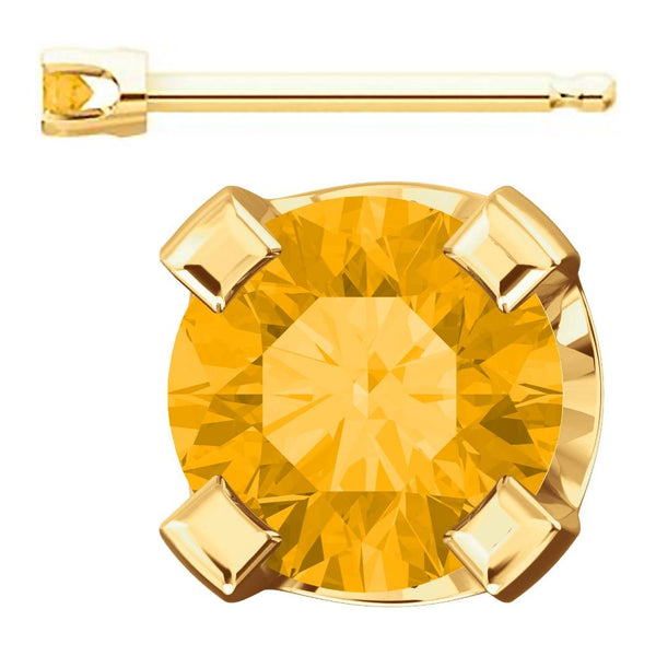 2mm, 0.06cts Genuine Natural Citrine 4-Prong Stud Earrings 14K Yellow Gold - 1000Jewels.com