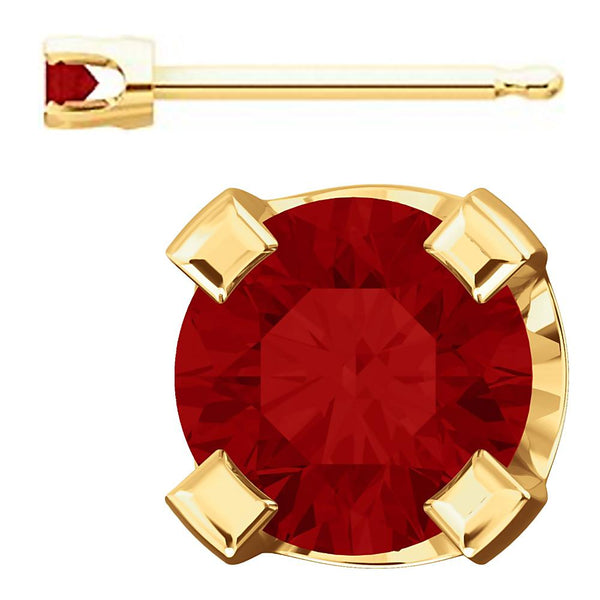 2mm, 0.06cts Genuine Natural Garnet 4-Prong Stud Earrings 14K Yellow Gold - 1000Jewels.com